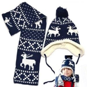 Children's Christmas hat and scarf set - navy-blue (2)