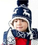 Children's Christmas hat and scarf set - navy-blue (3)