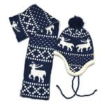 Children's Christmas hat and scarf set - navy-blue (4)