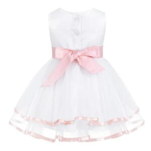 Christening dress for baby girl-pink sash (4)