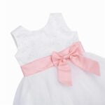 Christening dress for baby girl-pink sash (5)
