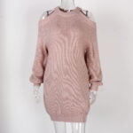 Cold shoulder knitted dress - Pink-Fabulous Bargains Galore
