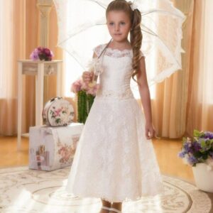 Tulle lace flower girl dress - Ivory