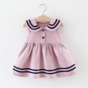 Cute baby girl cotton dress-pink (2)