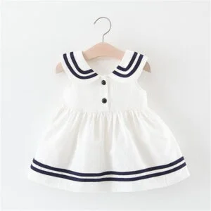 Cute baby girl cotton dress-white