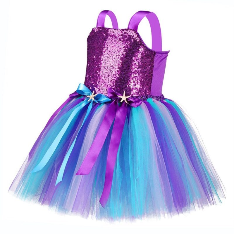 Deep Purple Sequin Girls Mermaid Birthday Dress and Headband Set 2