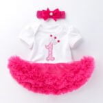 First birthday outfit for baby girls - Cake deep pink and white-Fabulous Bargains Galore