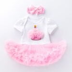 First birthday outfit for baby girls - Light pink and white crown-Fabulous Bargains Galore