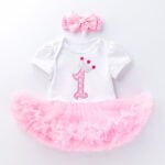 First birthday outfit for baby girls - Deep pink and white one-Fabulous Bargains Galore
