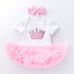 Little girl tutu birthday dress - pink and white