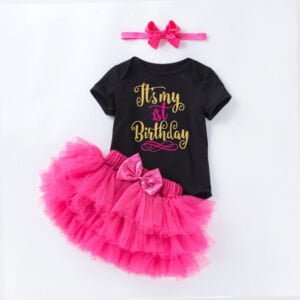 First birthday outfit girls - White and Pink-Fabulous Bargains Galore