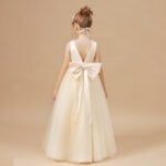 Floor length tulle flower girl dress - White-Fabulous Bargains Galore