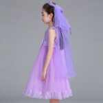 Flower detail girls tulle dress-lavender-purple (3)