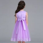 Flower detail girls tulle dress-lavender-purple (4)