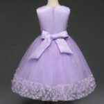 Flower detail girls tulle dress-lavender-purple (7)