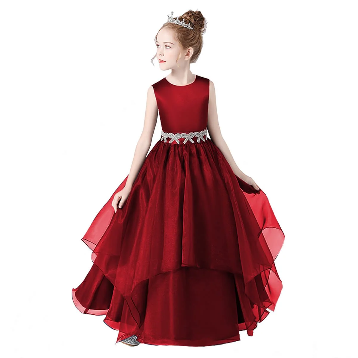 Dark red cheap flower girl dresses