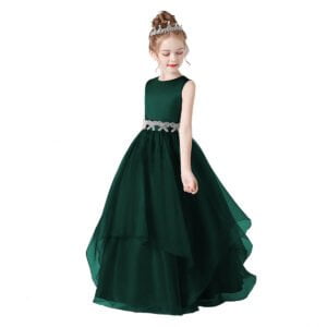Flower girl ball gown dress - green