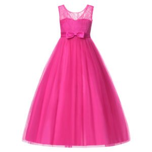 Flower girl lace tulle gown-fuchsia (1)