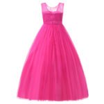 Flower girl lace tulle gown-fuchsia (2)