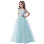 Flower girl lace tulle gown-green (1)
