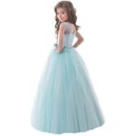 Flower girl lace tulle gown-green (2)