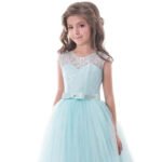 Flower girl lace tulle gown-green (3)