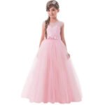 Flower girl lace tulle gown-pink (1)