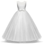 Flower girl lace tulle gown-white (1)