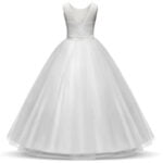 Flower girl lace tulle gown-white (2)