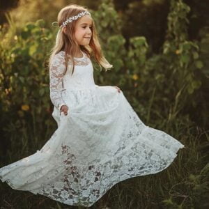 Flower girl long sleeve lace dress-ivory 2 (1)