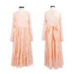 Flower girl long sleeve lace dress-peach (2)