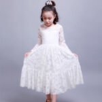 Flower girl long sleeve lace dress-white (3)