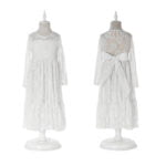 Flower girl long sleeve lace dress-white (3)