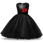 Flower girl sequin tulle dress-black (2)