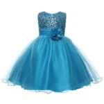 Flower girl sequin tulle dress-blue (1)