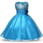 Flower girl sequin tulle dress-blue (3)