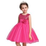 Flower girl sequin tulle dress-dark-pink (1)