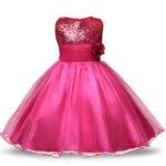 Flower girl sequin tulle dress-dark-pink (2)