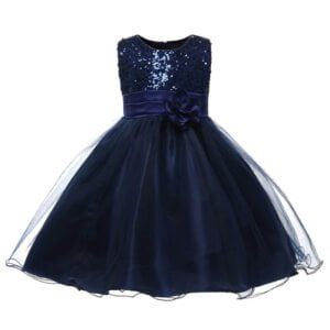 Flower girl sequin tulle dress-navy-blue (4)