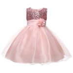 Flower girl sequin tulle dress-pink (1)