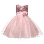 Flower girl sequin tulle dress-pink (1)