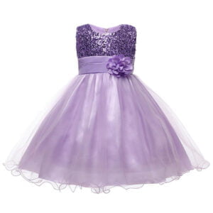 Flower girl sequin tulle dress-purple (1)