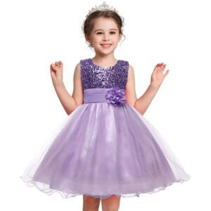 Flower girl sequin tulle dress-purple (2)