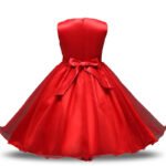 Flower girl sequin tulle dress-red (2)