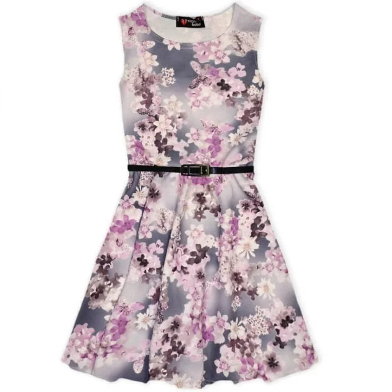 Flower print girls skater dress