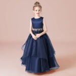 Flower girl ball gown dress - Navy-Fabulous Bargains Galore