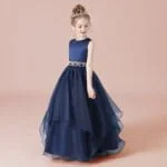 Flower girl ball gown dress - Navy-Fabulous Bargains Galore