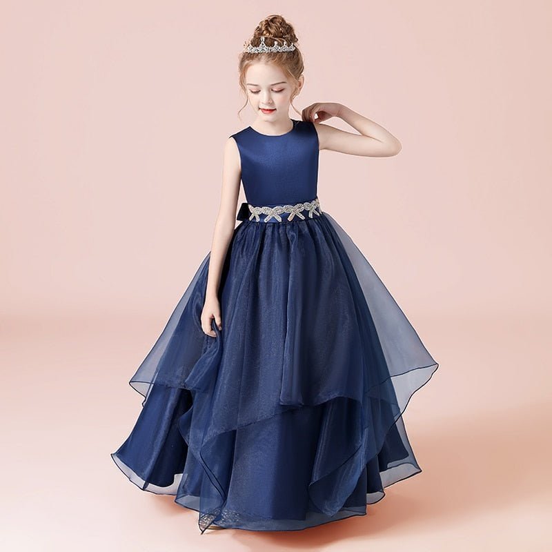 Amazon.com: Princess Party Dress Embroidery Flower Tulle Floor Length  Layered Puffy Dresses Birthday Party Age 3-14 Years Blue 120: Clothing,  Shoes & Jewelry