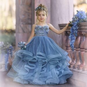 Flower girl dusty blue dress-Fabulous Bargains Galore