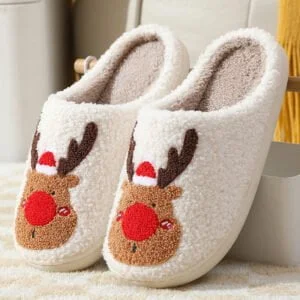 Fluffy reindeer slippers - Red Nose-Fabulous Bargains Galore